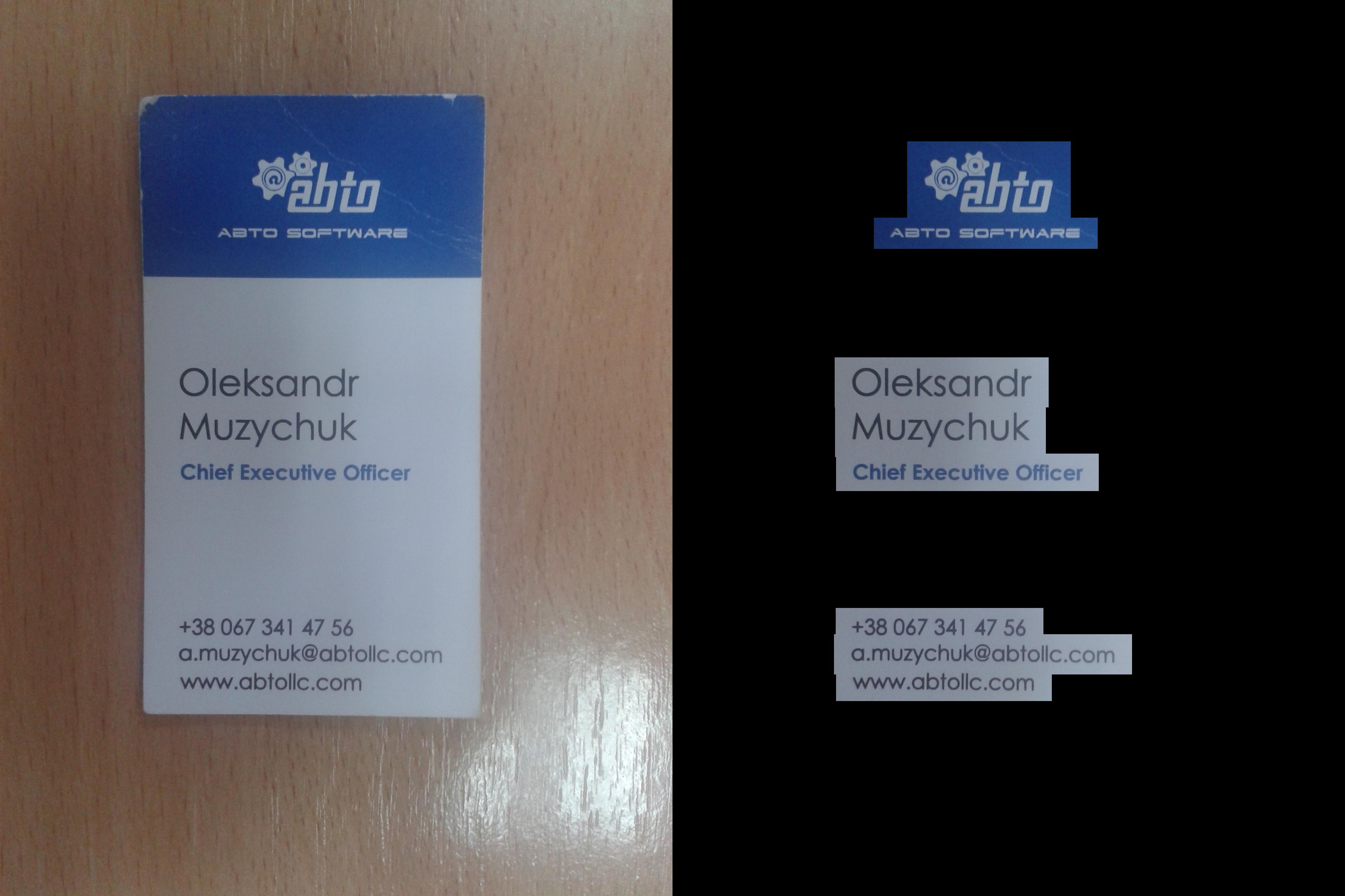 Using Image Processing for Business Card Layout and Text Recognition