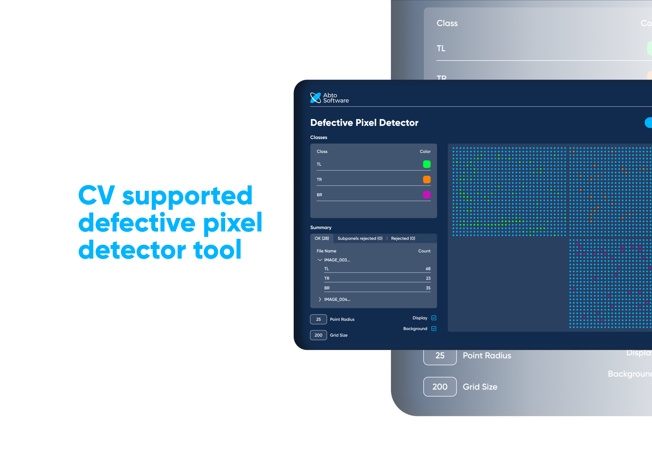 CV supported defective pixel detector tool