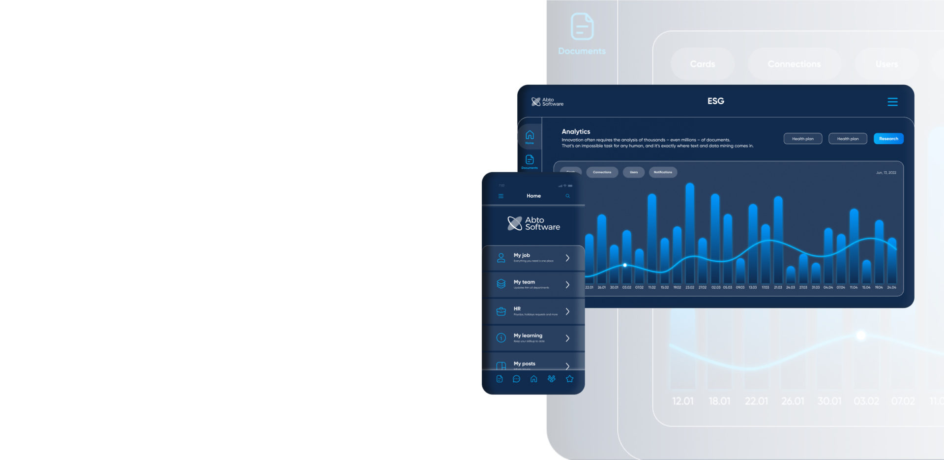 Employee communication network. Web cover. Abto Software portfolio
