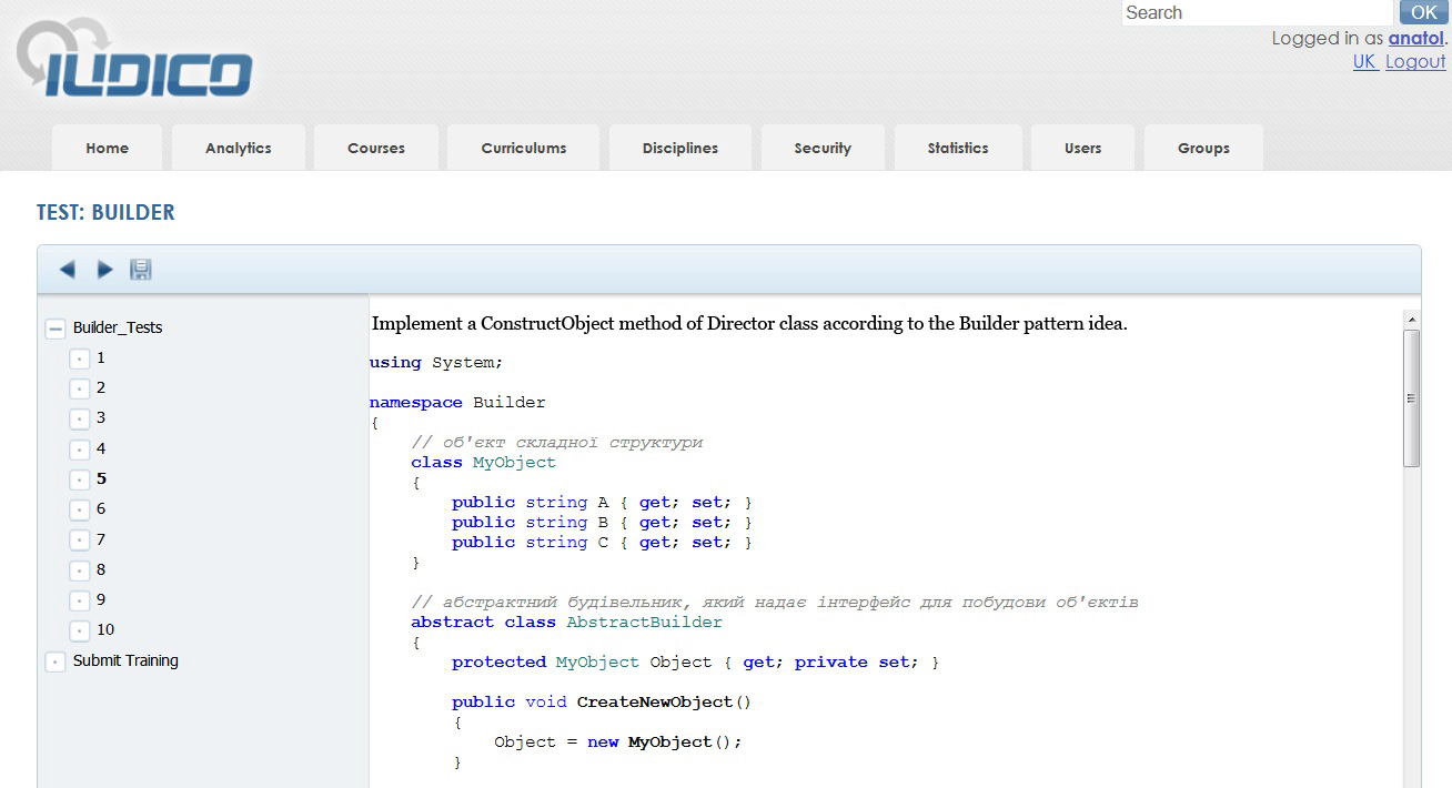 IUDICO, Complex Online System for e-Learning and Testing
