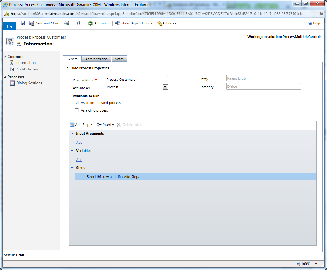 Dialog designer form