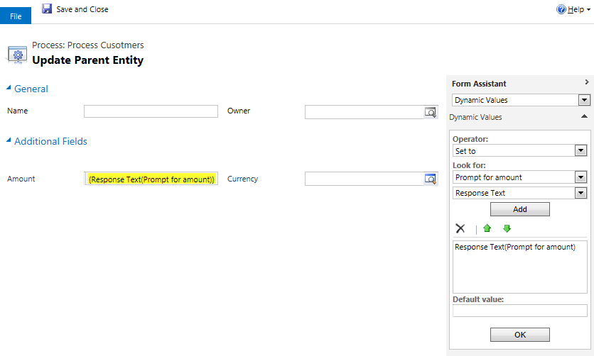 Update Record designer form