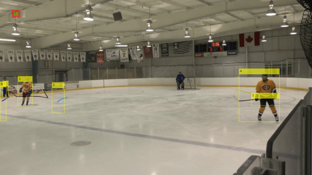 Real-time hockey player tracking: Getting the right trajectory. Frame 14 - with implemented algorithm improvement. Abto Software blog