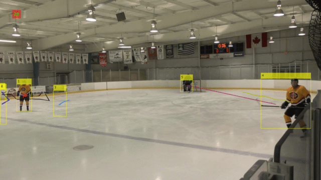 Real-time hockey player tracking: Getting the right trajectory. Frame 22 - with implemented algorithm improvement. Abto Software blog