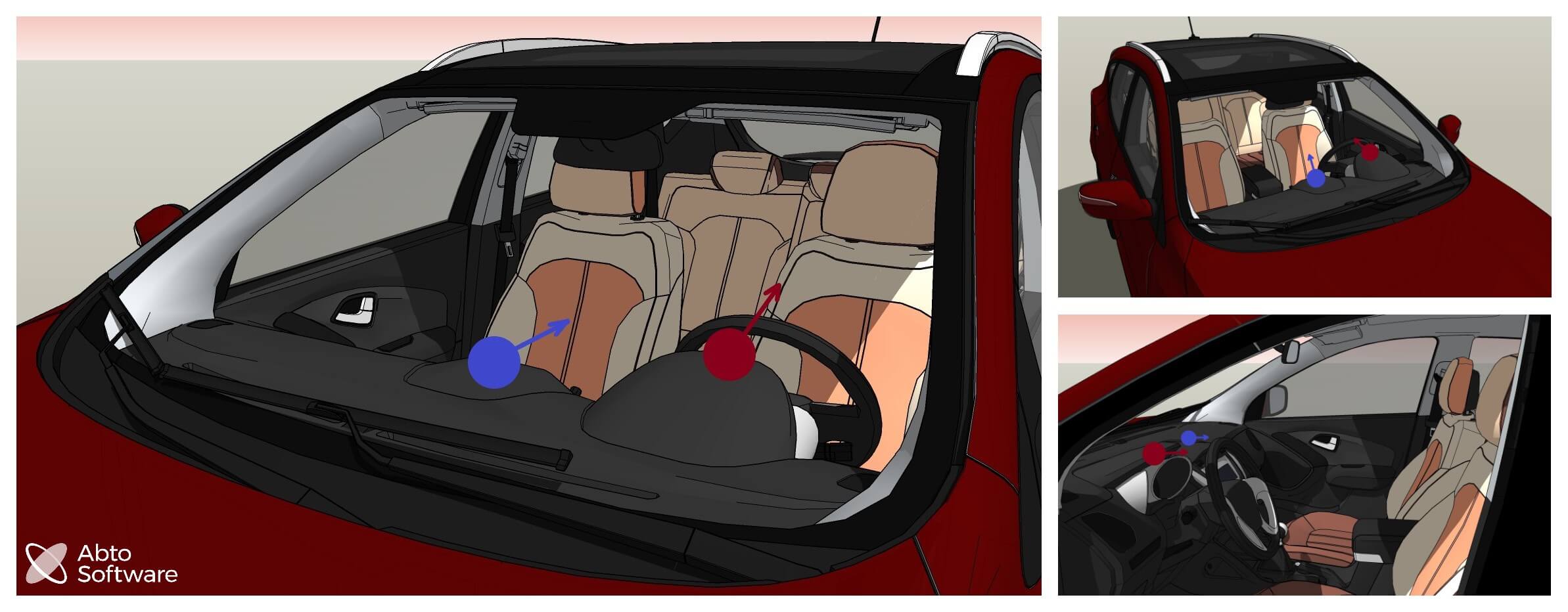 Figure 1. Two options for camera setup in the car cabin.