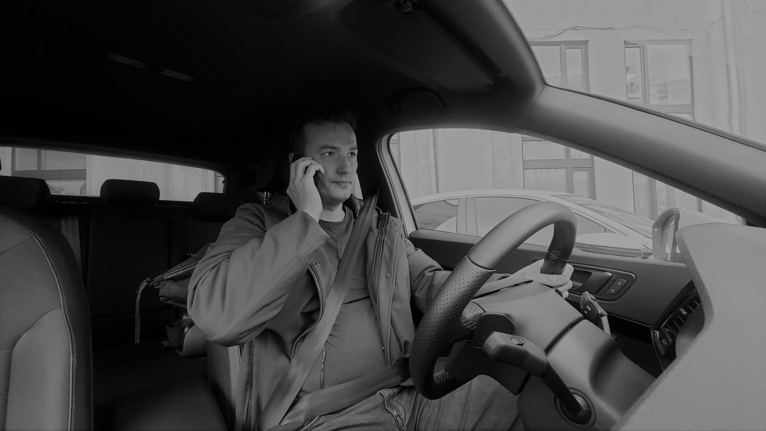 Driver Activity Recognition algorithm training: making a phone call, side view, daytime